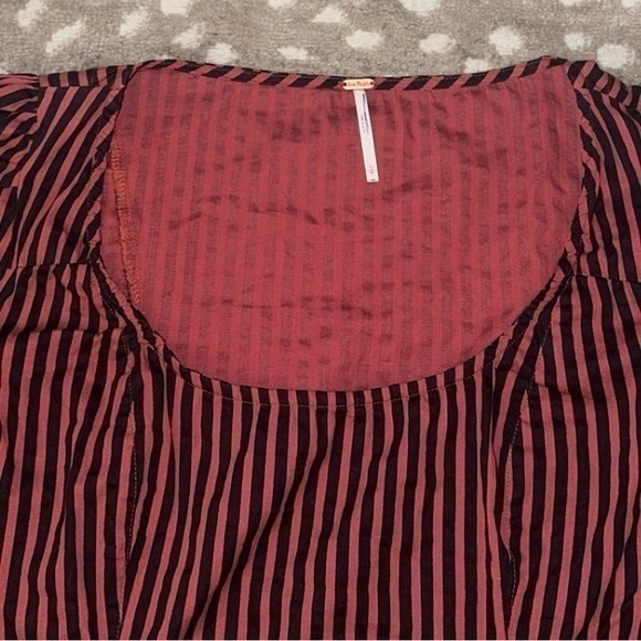 Free People Caroline Red & Black‎ Stripe Long Sleeve Top - Picture 3 of 11